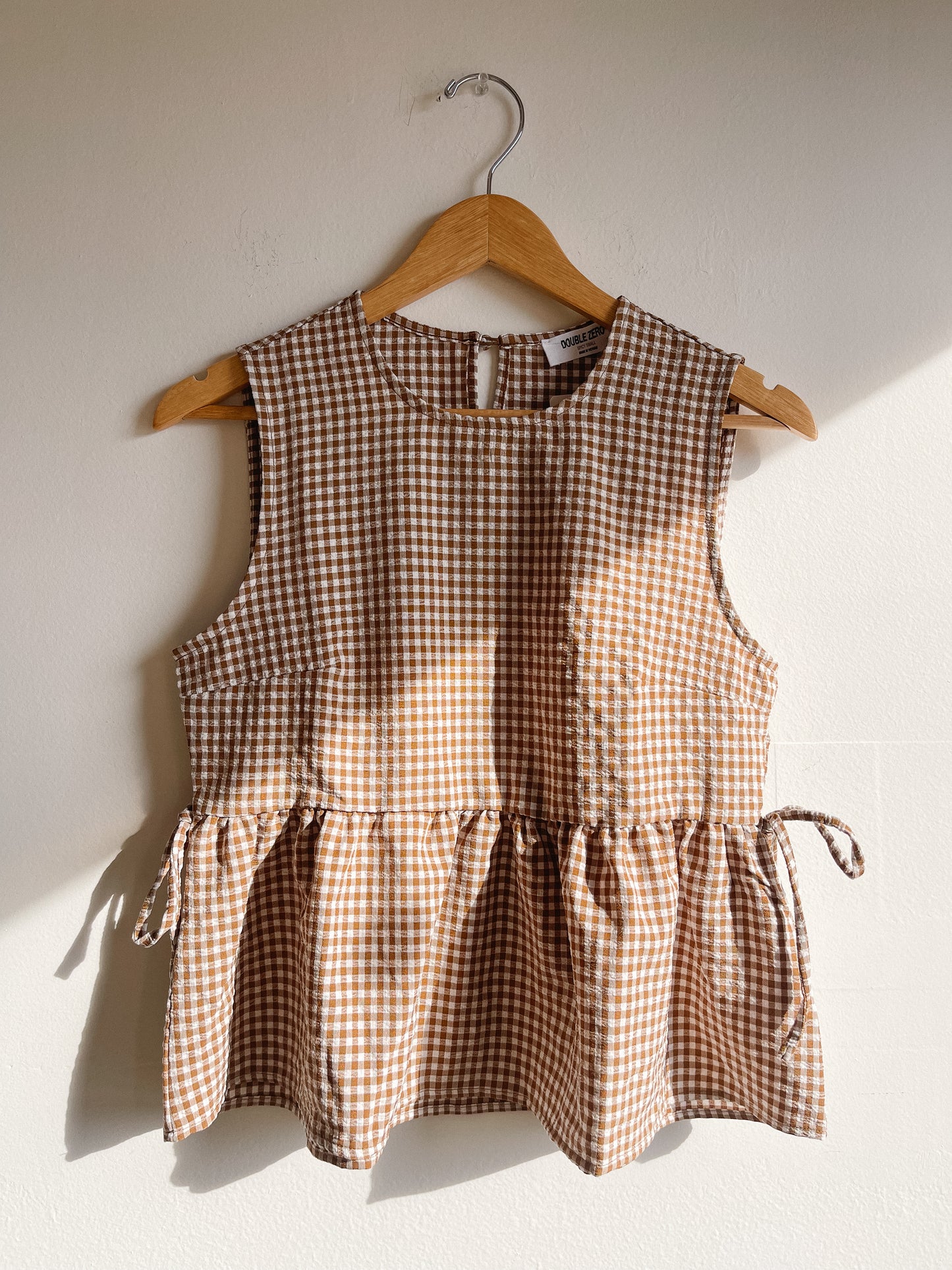 Brown Gingham Sleeveless Top