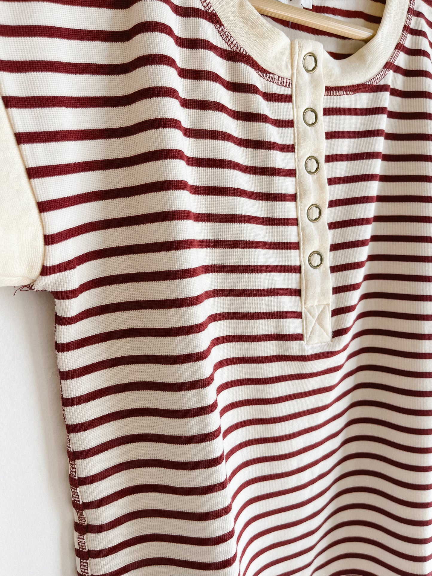 Burgundy Striped Henley