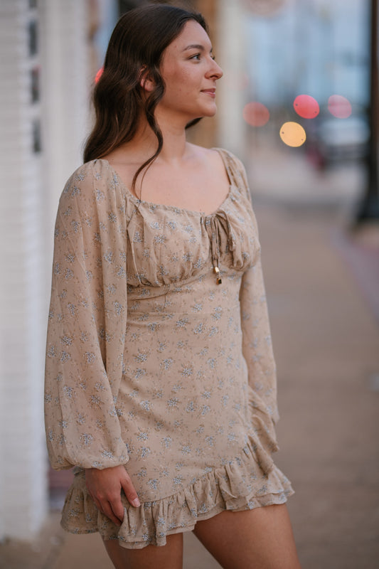 Taupe Wrap Mini Dress