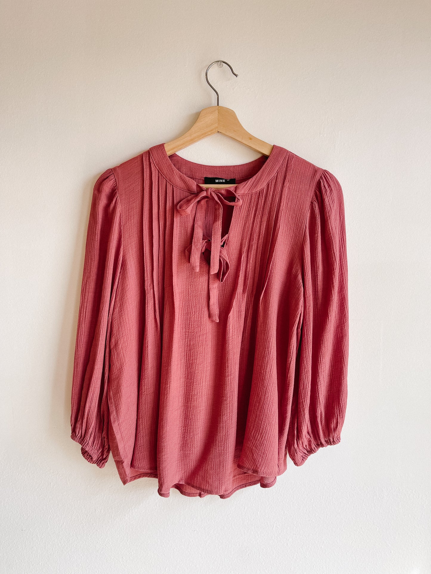 Terracotta Bow Pleated Top
