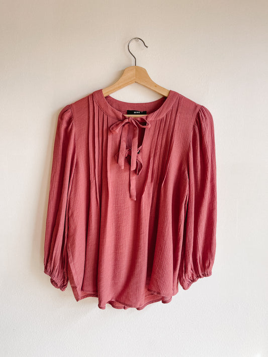 Terracotta Bow Pleated Top