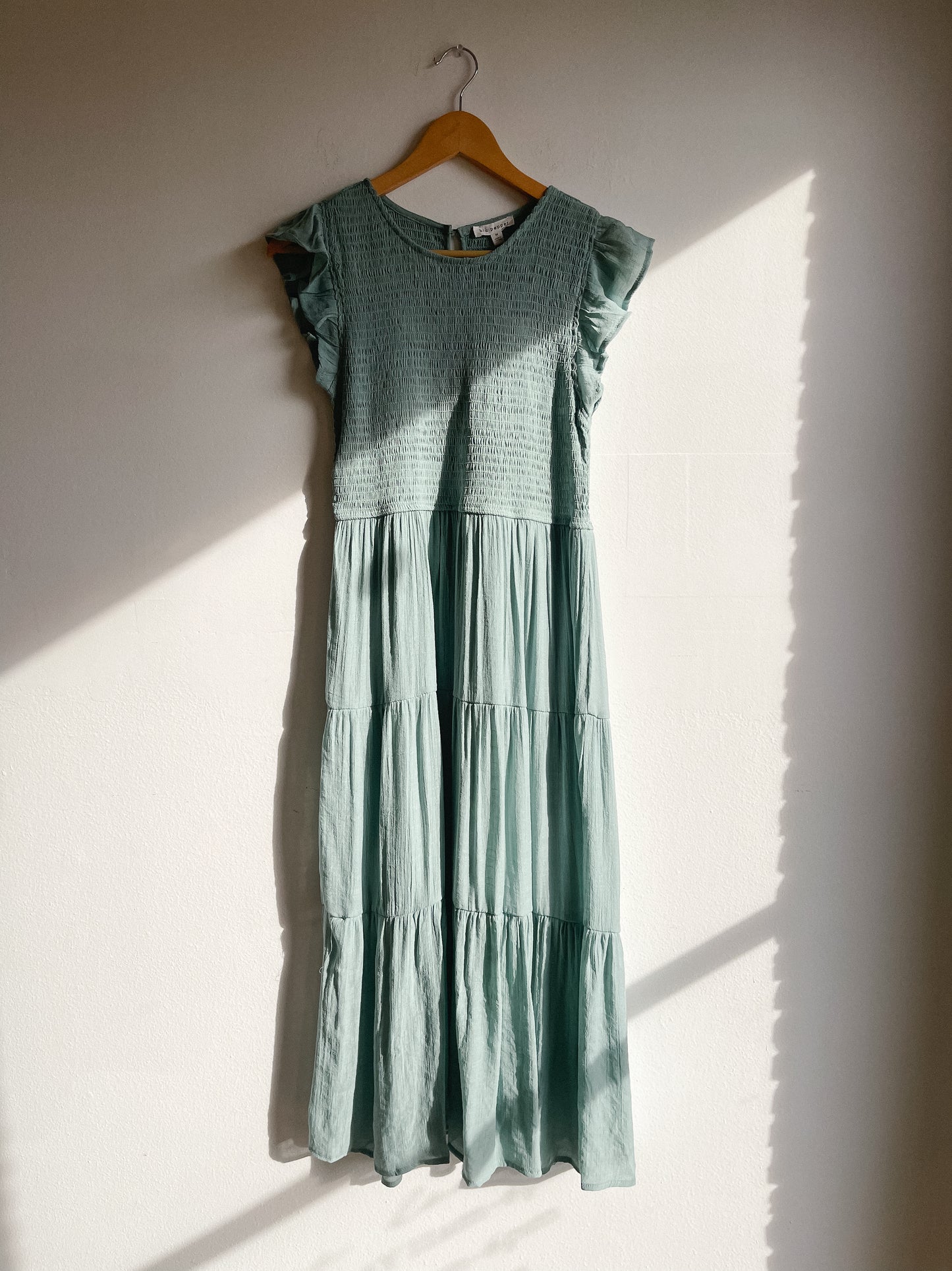 Sage Smocked Midi Dress