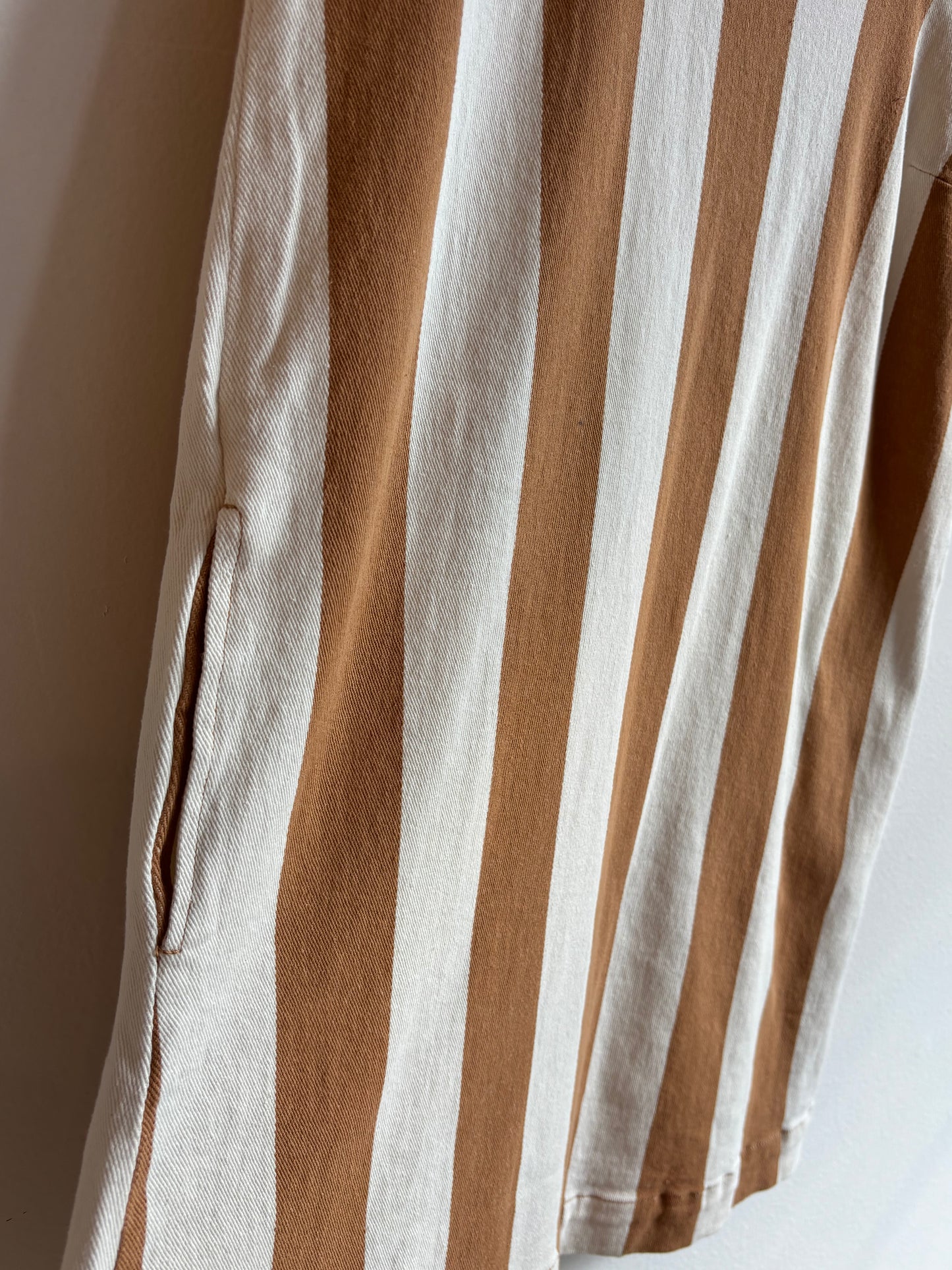 Camel Vertical Stripe Mini Dress