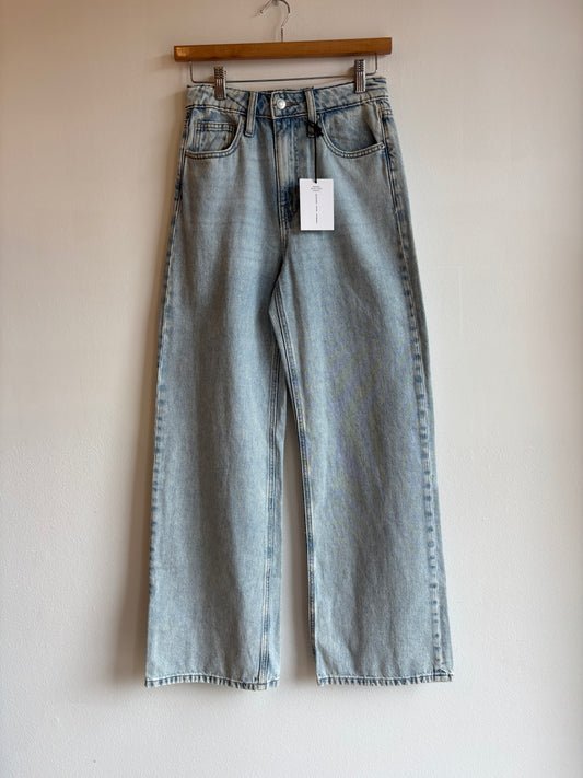 Light Denim High Waisted Straight Leg Jeans