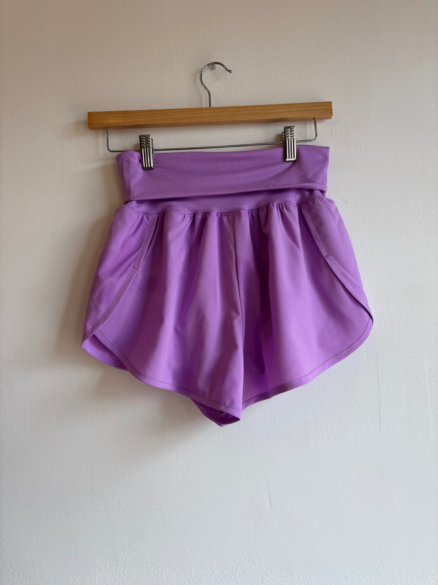 Lavender Fold-Over Running Shorts