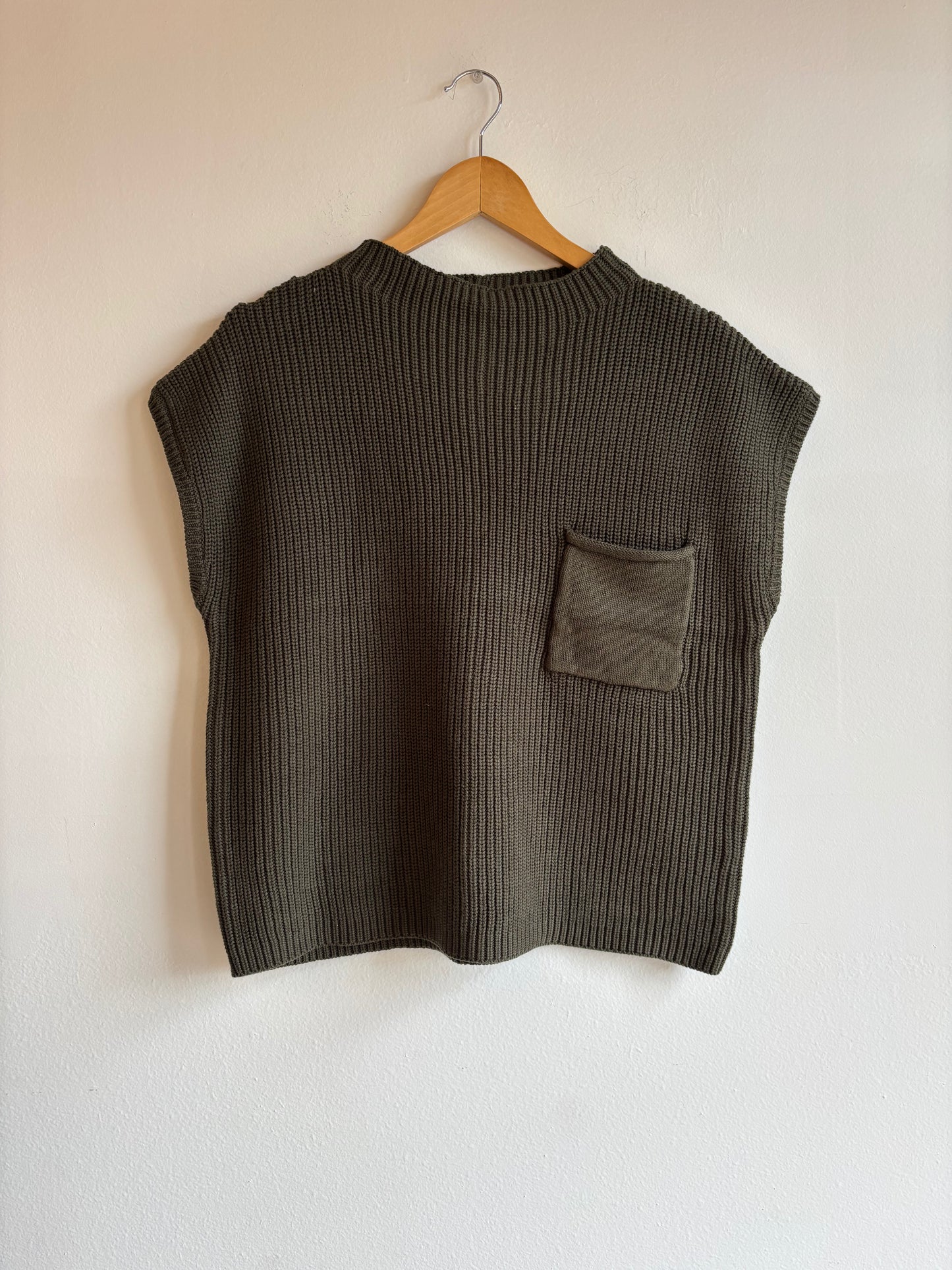 Olive Mock Neck Short Sleeve Sweater