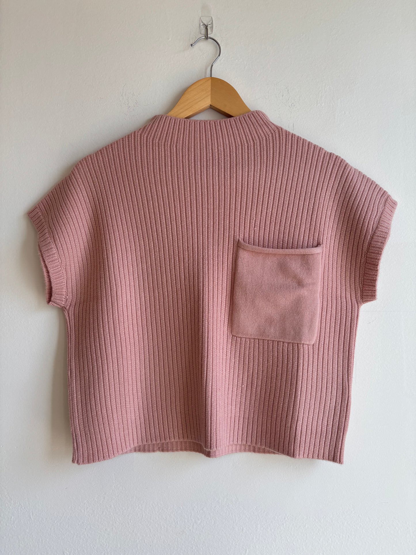 Pink Mock Neck Short Sleeve Sweater