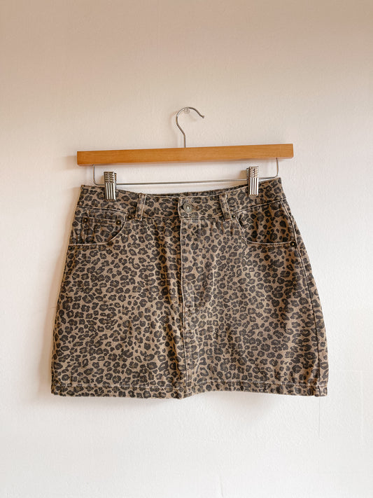 Leopard Print Mini Skirt