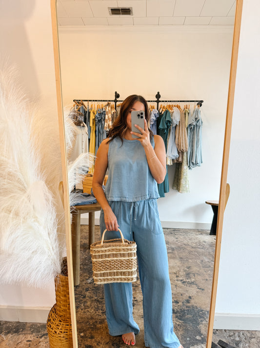 Chambray Sleeveless Top