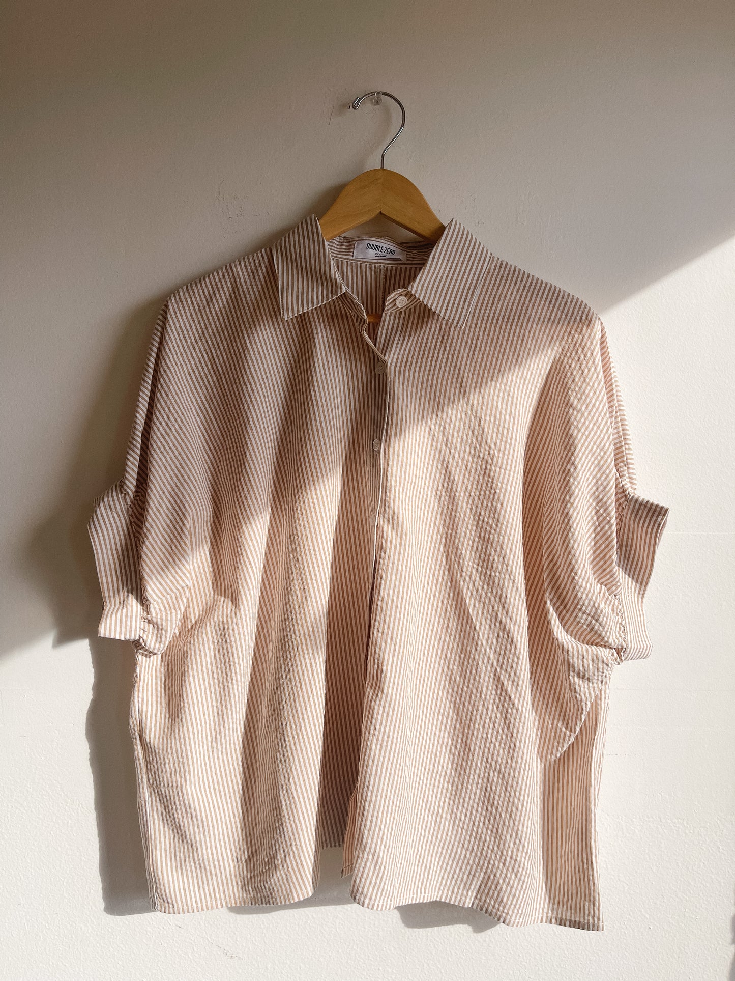 Taupe Striped Oversize Top