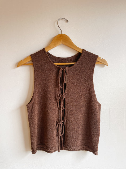 Brown Front Tie Vest