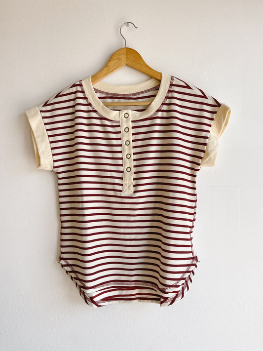 Burgundy Striped Henley