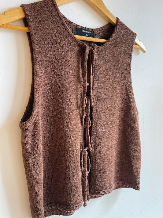 Brown Front Tie Vest