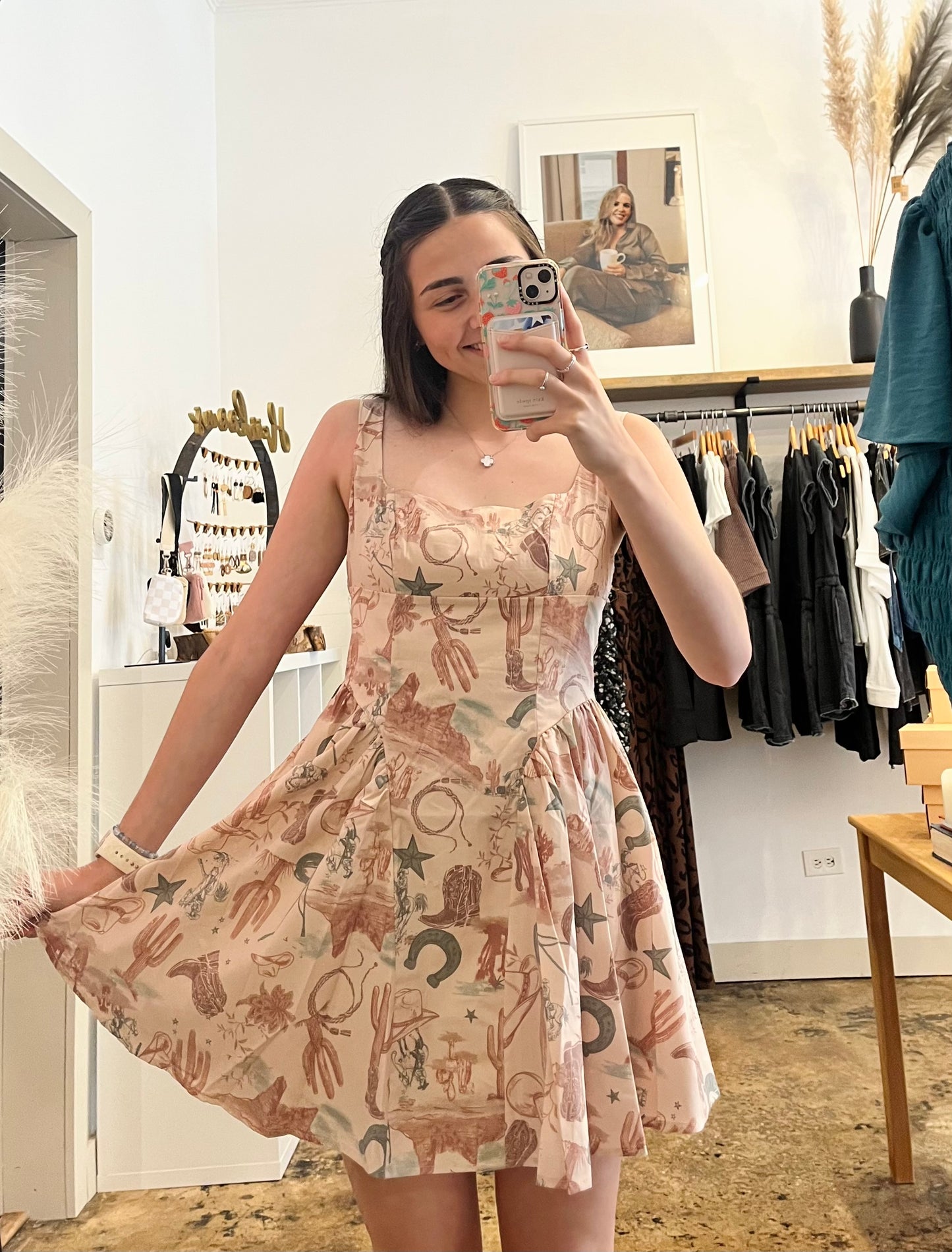Western Print Mini Dress