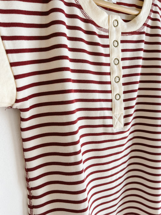 Burgundy Striped Henley
