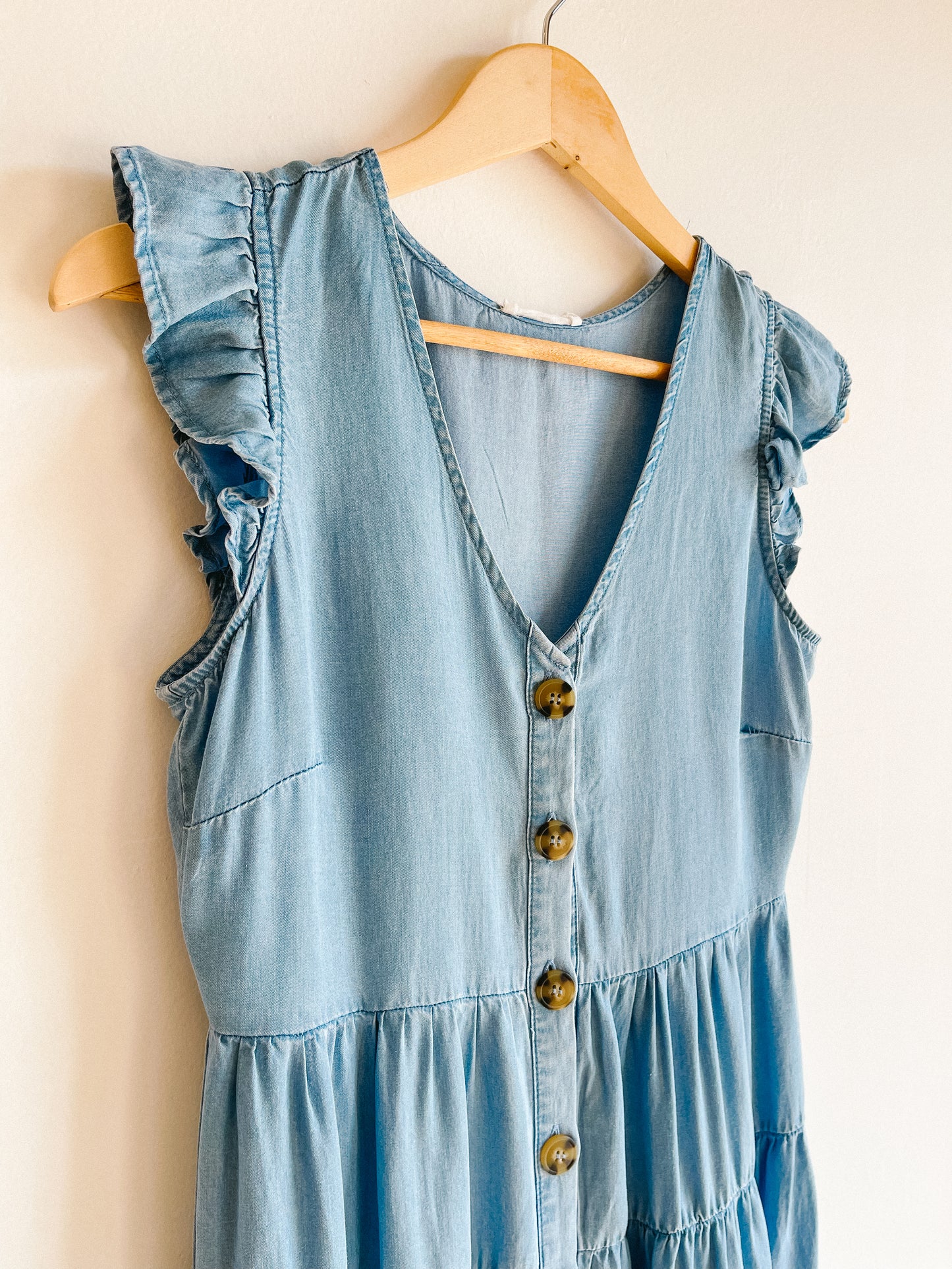 Chambray Tiered Dress