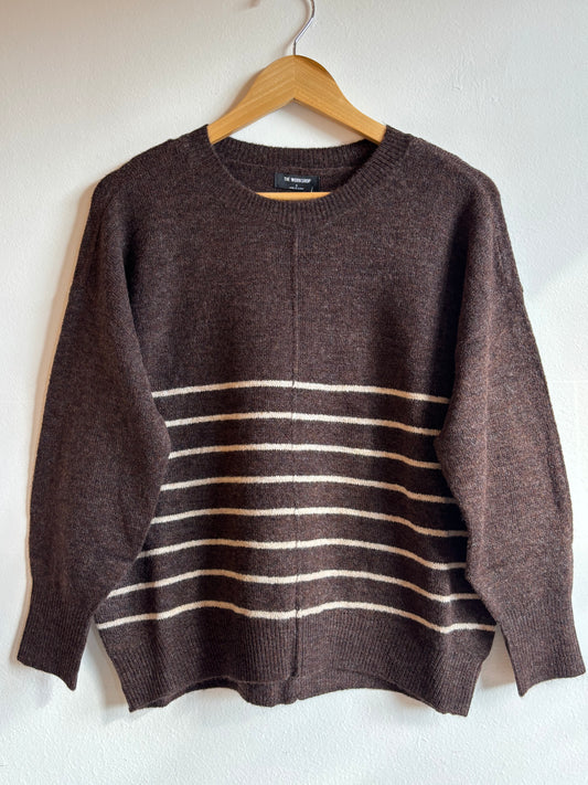 Brown Stripe Long Sleeve Sweater