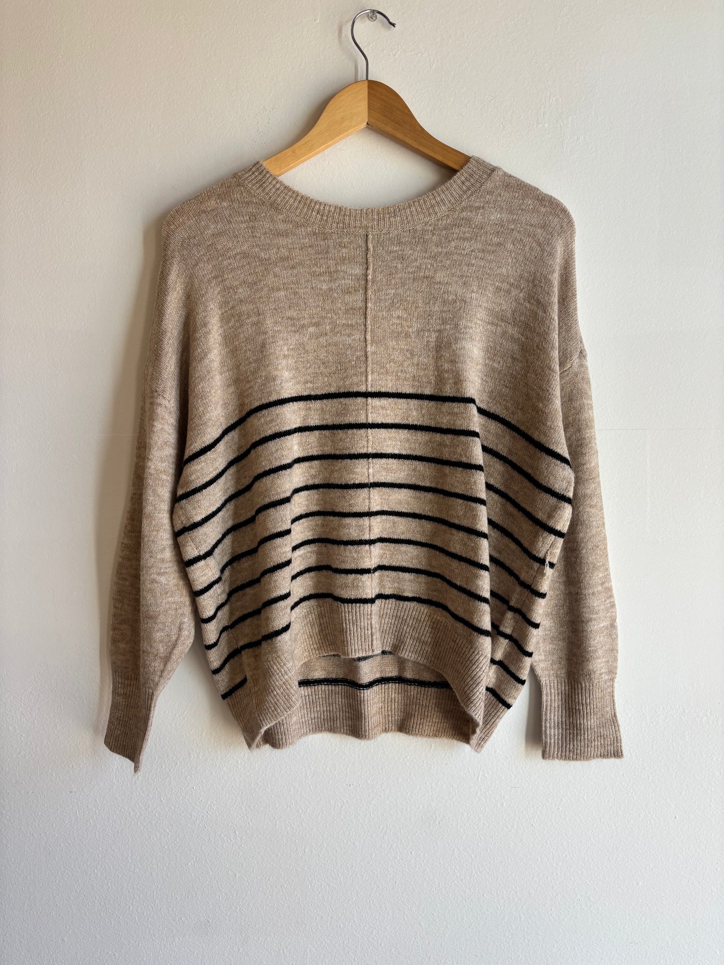 Khaki Stripe Long Sleeve Sweater