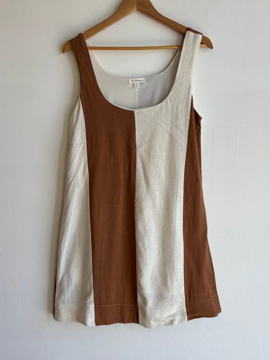 Brown Stripe Linen Mini Dress