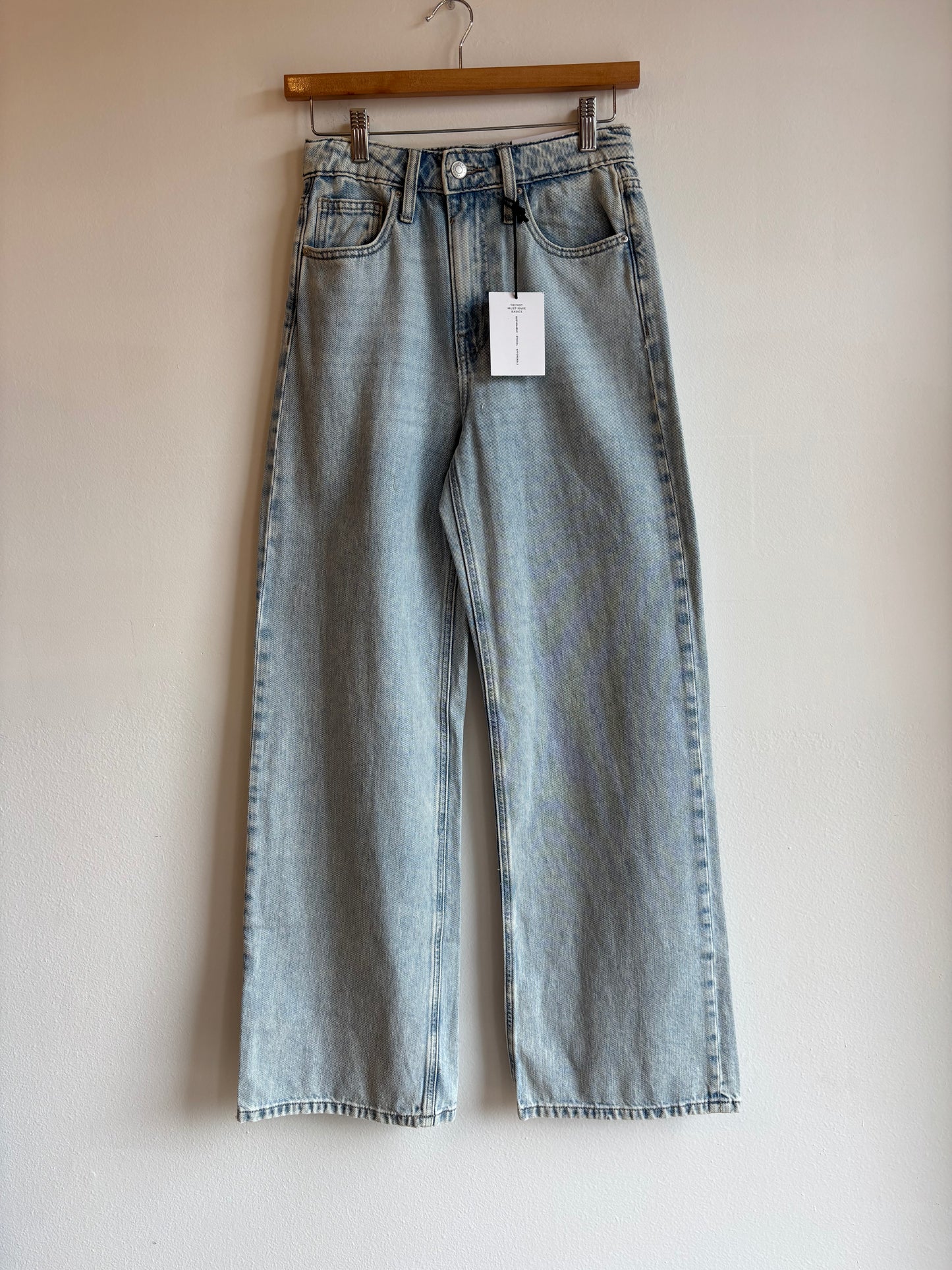 Light Denim High Waisted Straight Leg Jeans