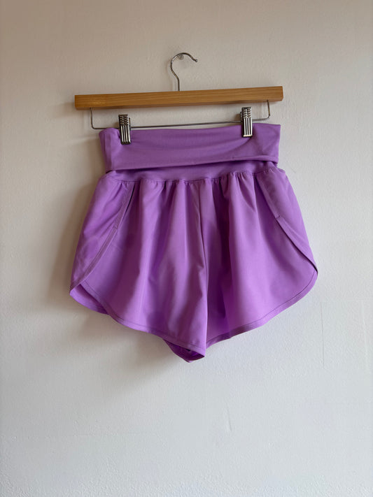 Lavender Fold-Over Running Shorts