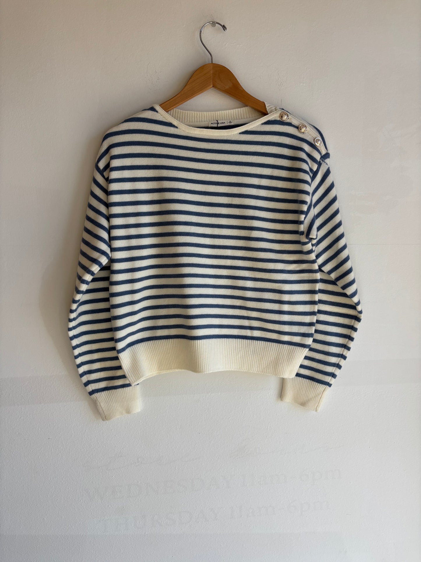 Blue Buttoned Stripe Sweater