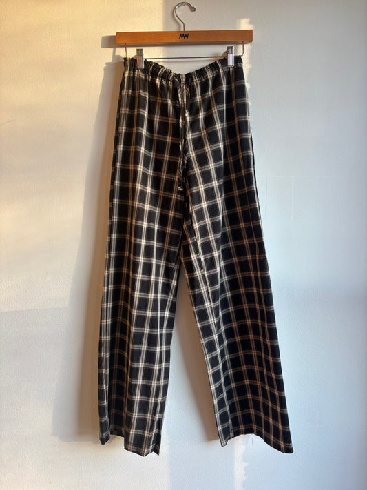 Black Plaid Wide Leg Pants