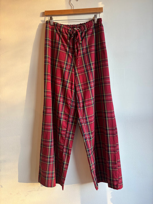 Wine/Navy Plaid Wide Leg Pants