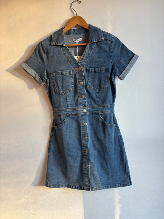 Denim Short Sleeve Mini Dress