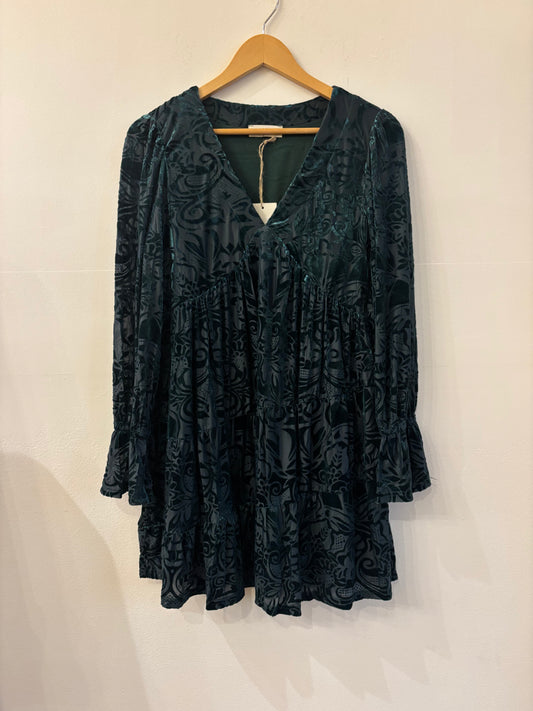 Forest Green V-Neck Velvet Mini Dress