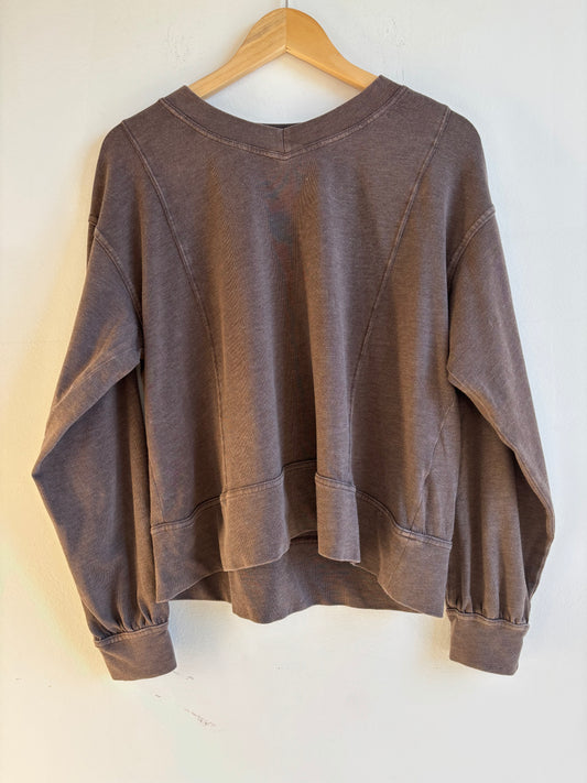 Espresso Mineral Washed Long Sleeve Top