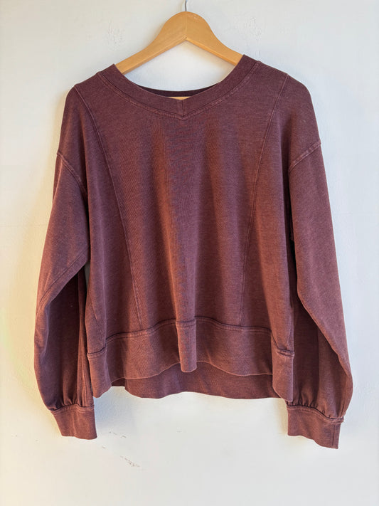 Cherry Mineral Washed Long Sleeve Top