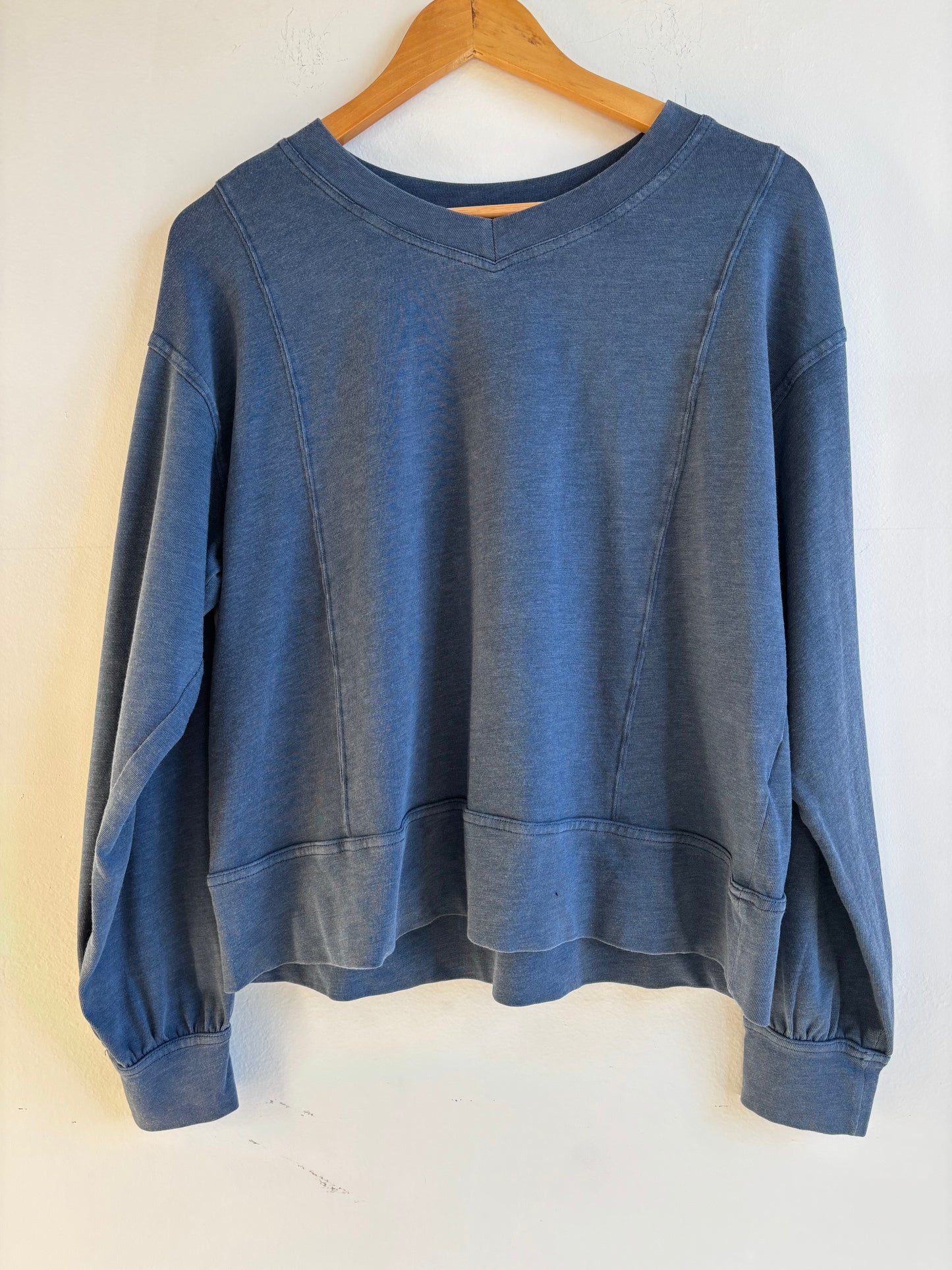 Blue Mineral Washed Long Sleeve Top