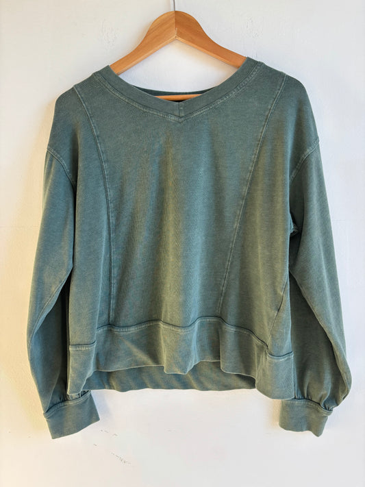 Green Mineral Washed Long Sleeve Top