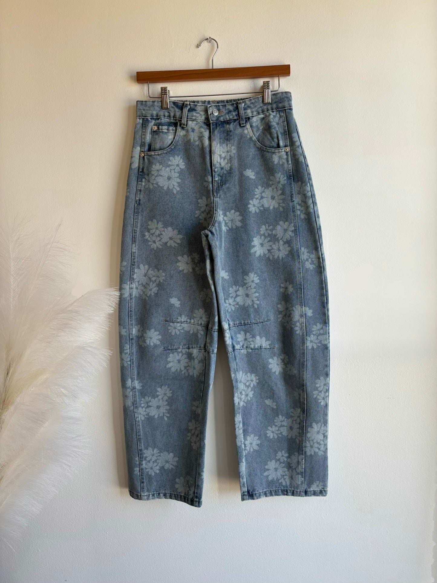 Floral Washed Denim Jeans