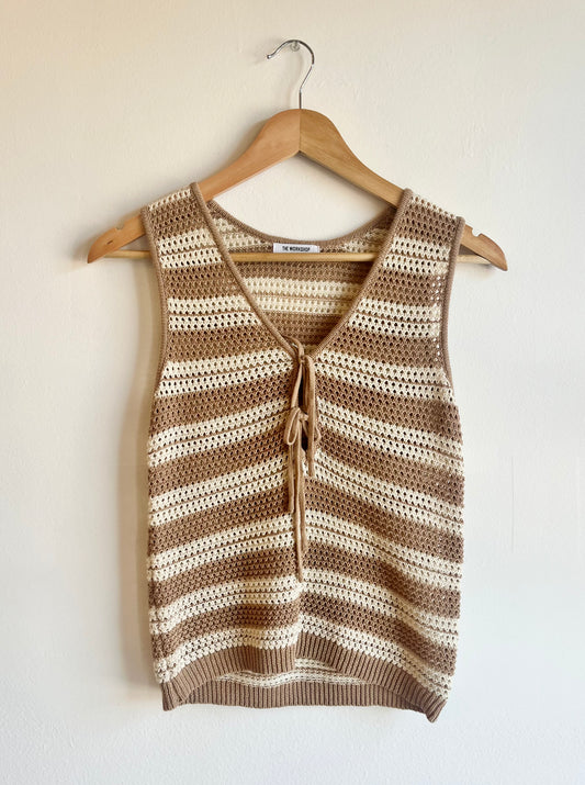 Mocha Front Tie Sweater Vest