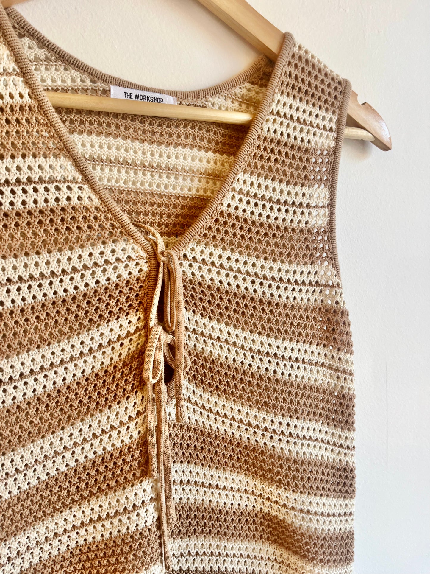 Mocha Front Tie Sweater Vest
